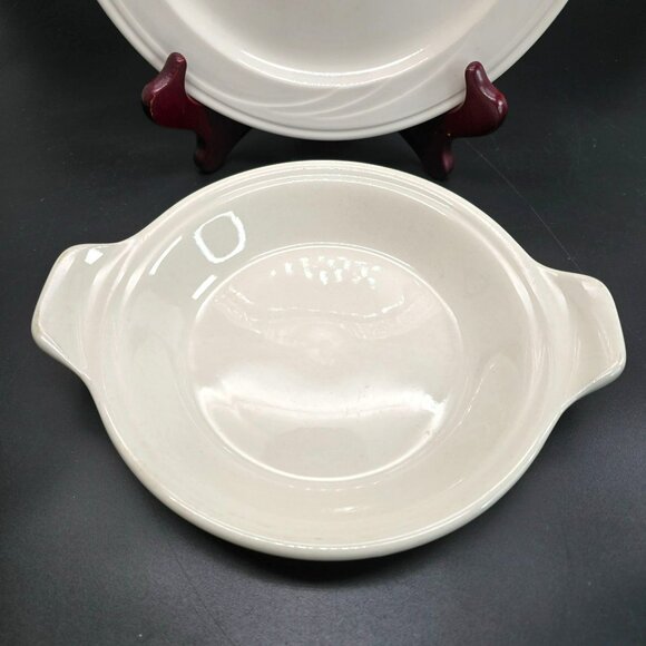 Vintage Syracuse China Ivory Plates & Small Dish Set Swirl and Plain DH1325 - Picture 2 of 10